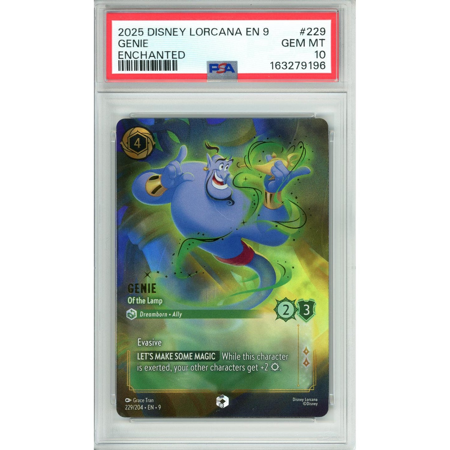 Lorcana Graded: Genie Of The Lamp 229/204 Enchanted (2025) PSA 10