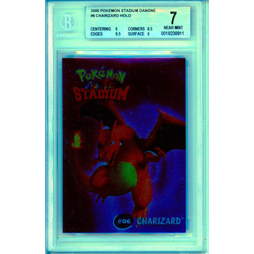 Pokemon Graded: #06 Charizard Stadium Danone (2000) Holo Beckett 7
