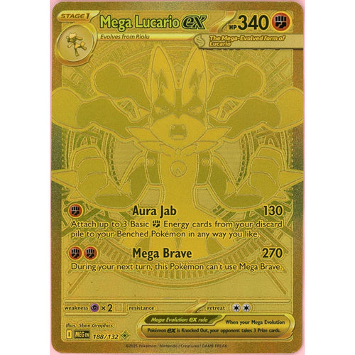 Pokemon Single: Mega Lucario ex 188/132 Mega Evolution (2025) Hyper Rare NM