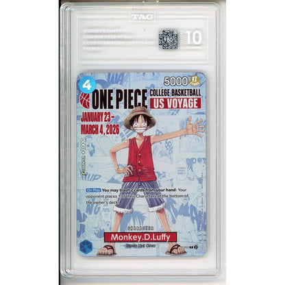One Piece Graded: Monkey. D Luffy (2026) College Basketball US Voyage Tag 10