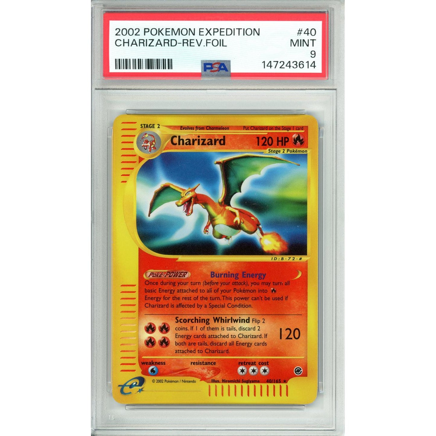 Pokemon Graded: Charizard 40/165 Expedition (2002) Reverse Foil PSA 9