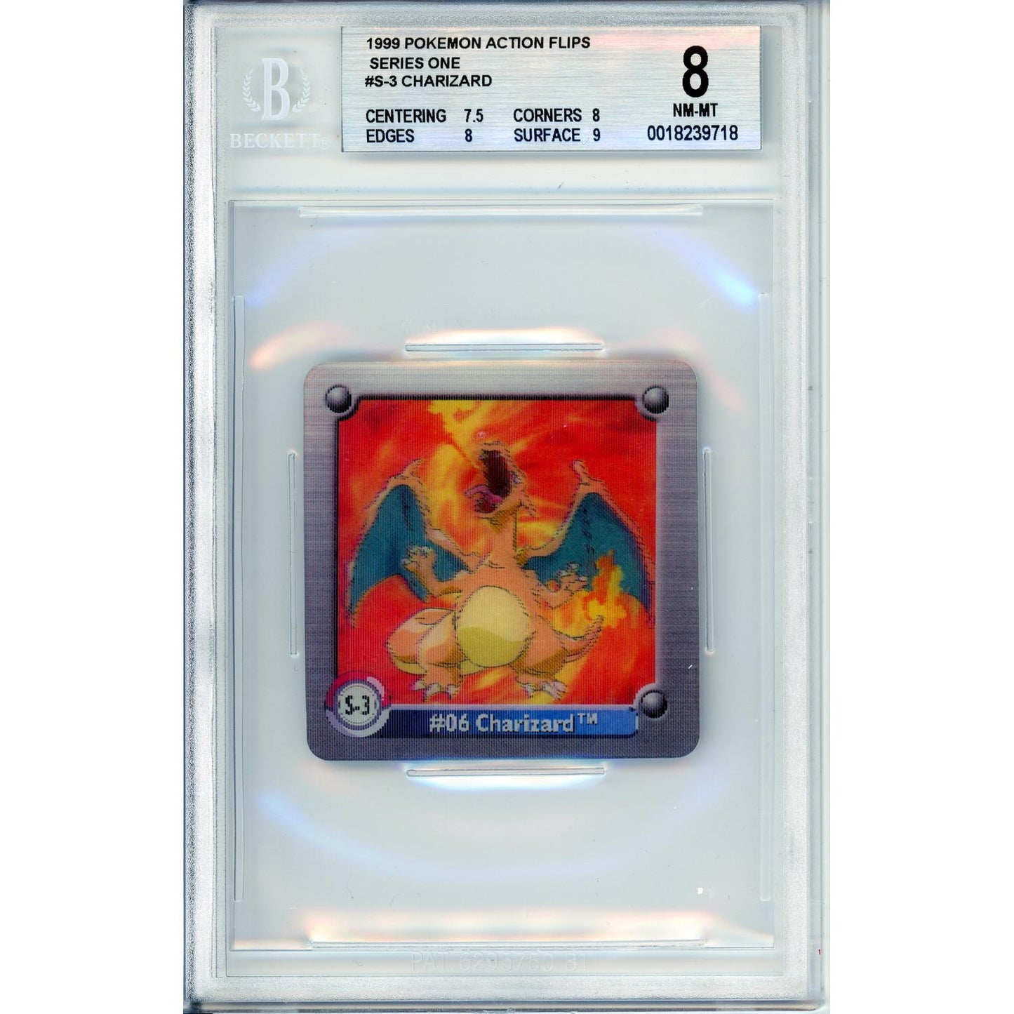 Pokemon Graded: Charizard #S-3 Action Flips Series One (1999) Beckett 8