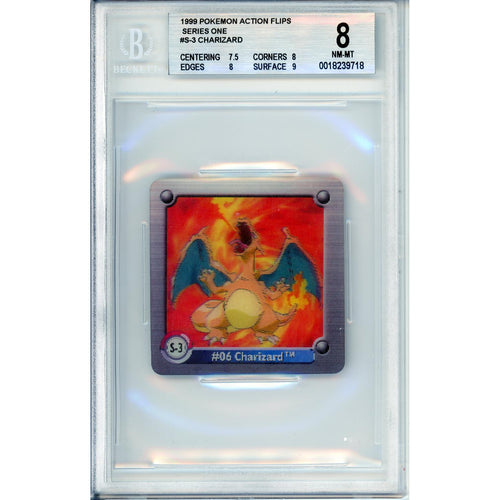Pokemon Graded: Charizard #S-3 Action Flips Series One (1999) Beckett 8
