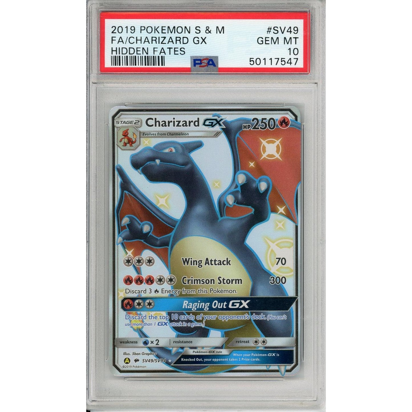 Pokemon Graded: Charizard GX SV49/SV94 Hidden Fates (2019) Full Art Holo PSA 10