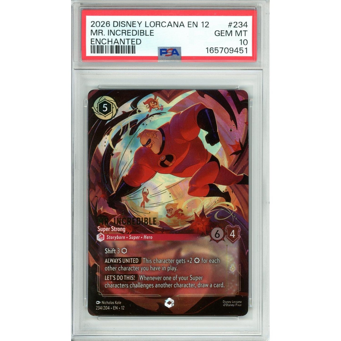 Lorcana Graded: Mr. Incredible Super Strong 234/204 Enchanted (2026) PSA 10