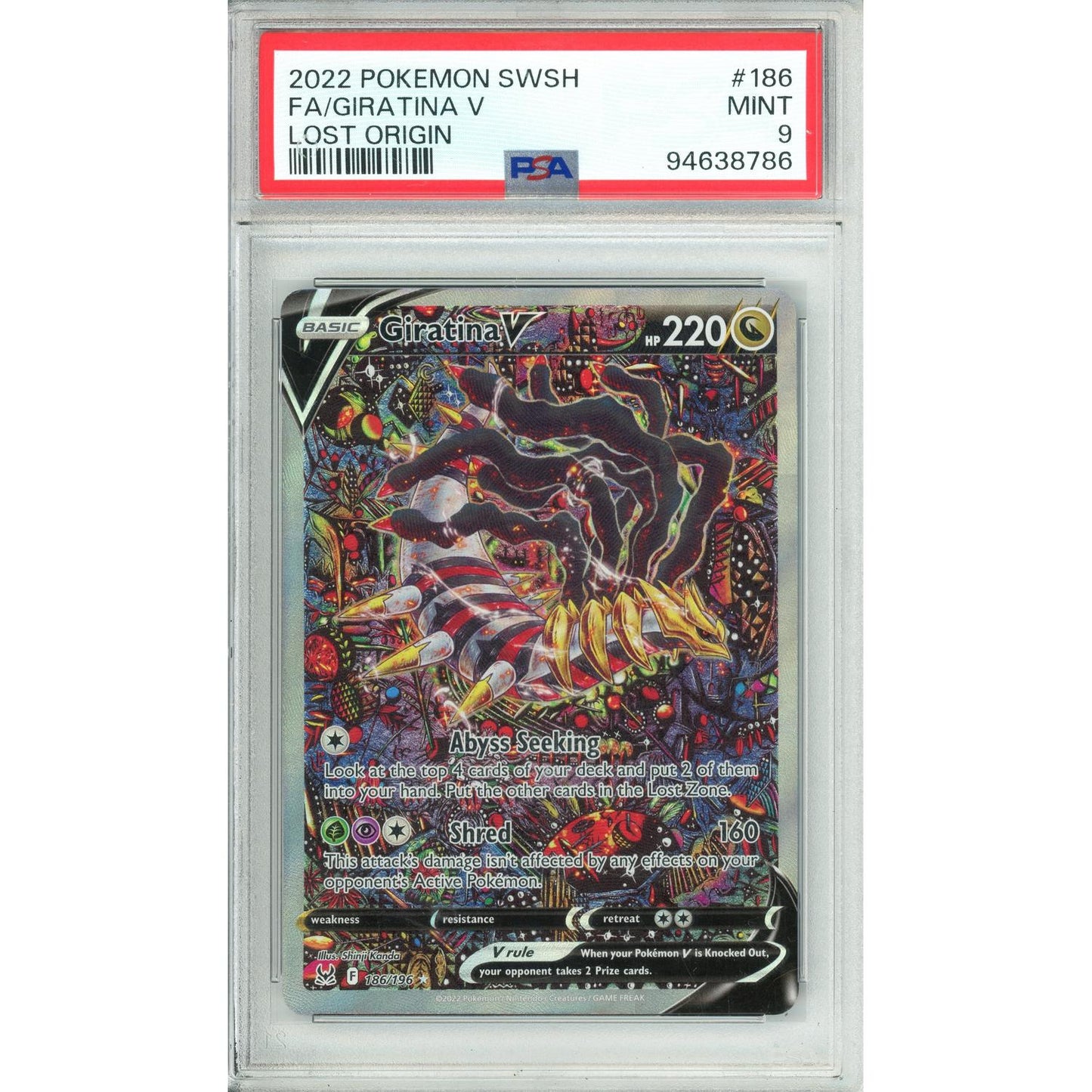 Pokemon Graded: Giratina 186/196 Lost Origin (2022) Full Art PSA 9