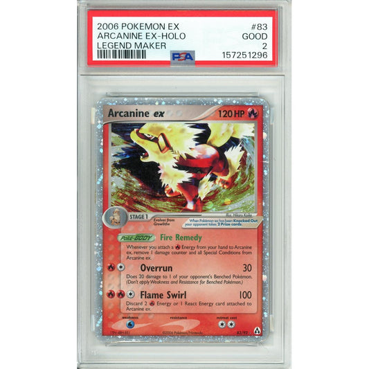 Pokemon Graded: Arcanine ex 83/92 Legend Maker (2006) Holo PSA 2