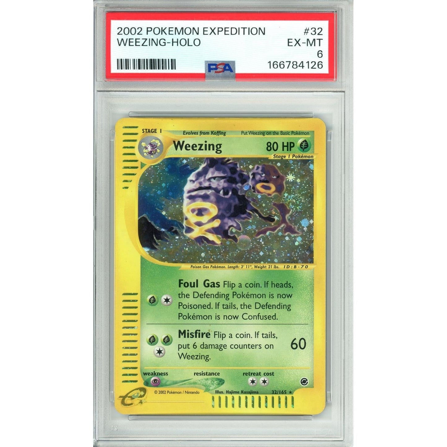 Pokemon Graded: Weezing 32/165 Expedition (2002) Holo PSA 6