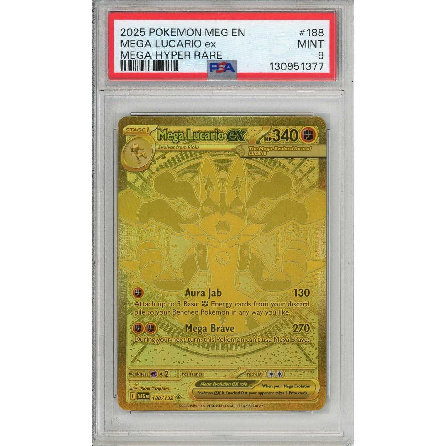 Pokemon Graded: Mega Lucario ex 188/132 Mega Evolutions (2025) Holo PSA 9