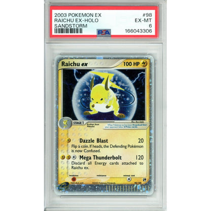 Pokemon Graded: Raichu ex 98/100 Sandstorm (2003) Holo PSA 6