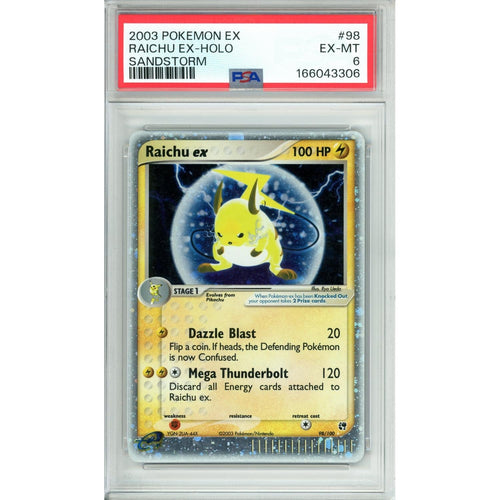 Pokemon Graded: Raichu ex 98/100 Sandstorm (2003) Holo PSA 6