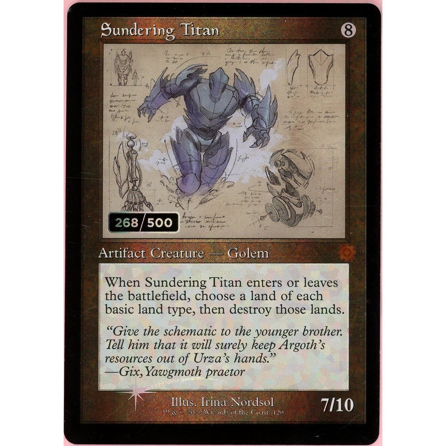 MTG Single: Sundering Titan Serialized 268/500 Brother's War Retro Artifacts NM
