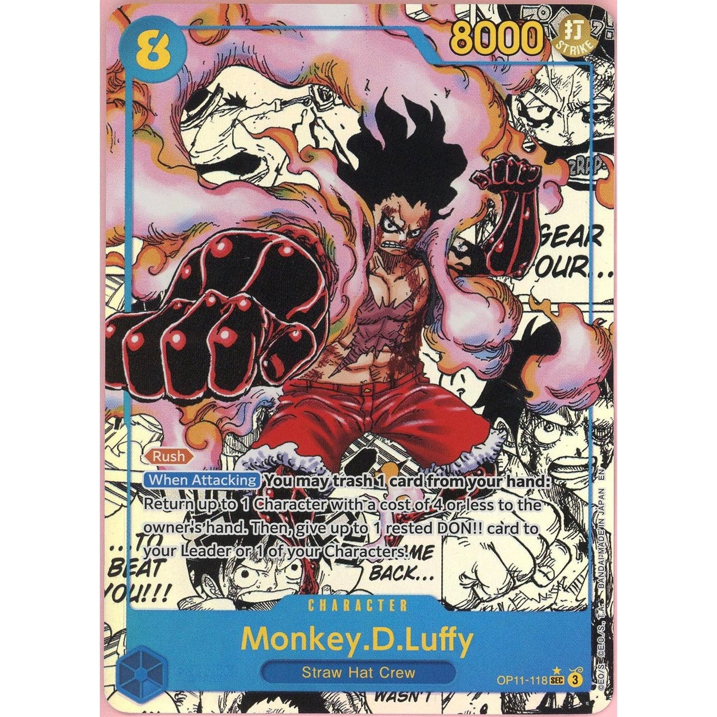 One Piece Single: Monkey D. Luffy Alt Art Manga OP11-118 A Fist Of Divine Speed MP