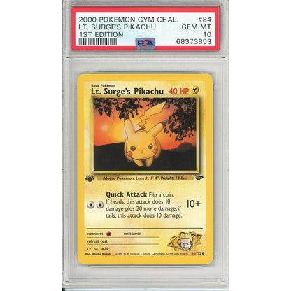 Pokemon Graded: St. Surge's Pikachu 1st Edition 84/132 Gym Challenge PSA 10