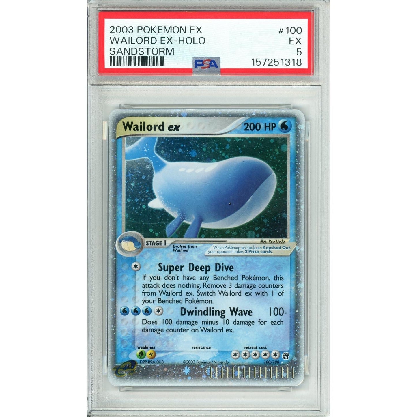 Pokemon Graded: Wailord EX 100/100 Sandstorm (2003) Holo PSA 5