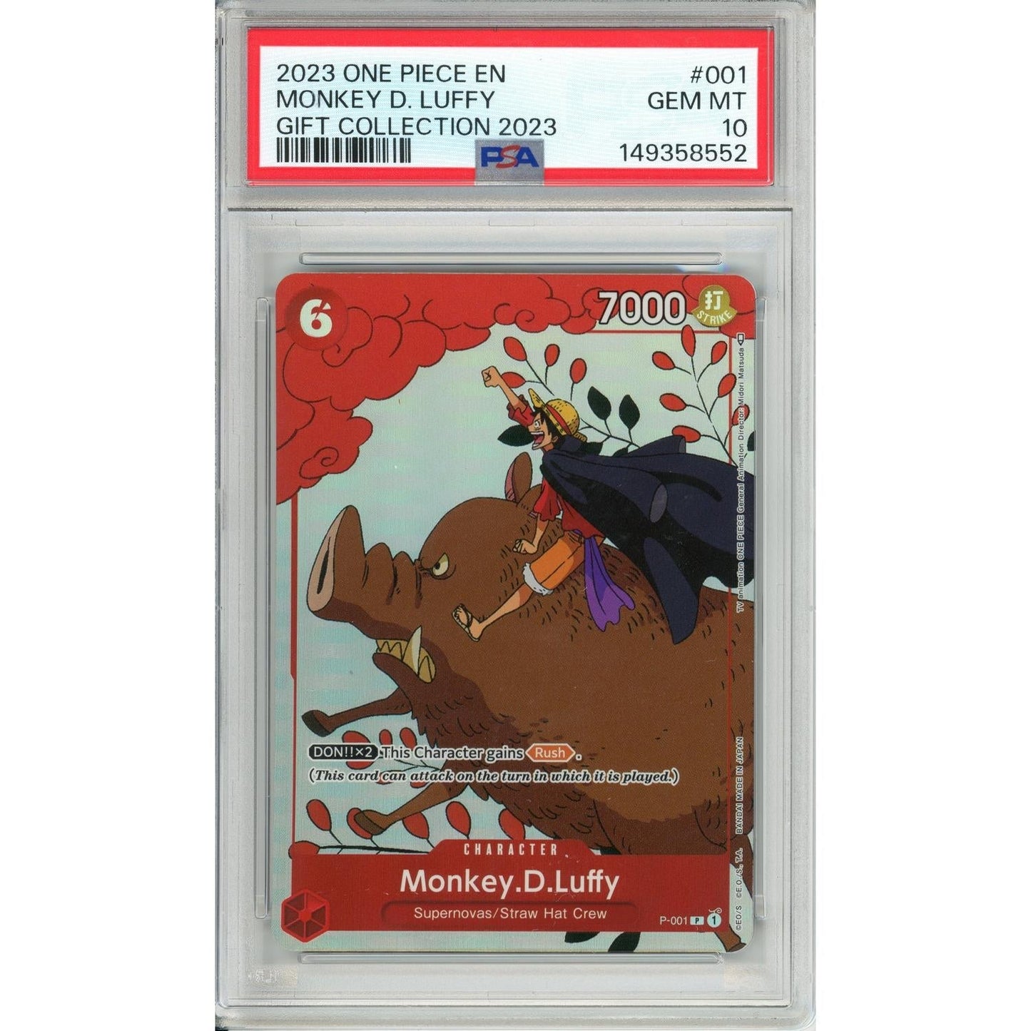 One Piece Graded: Monkey D. Luffy P-001 Gift Collection 2023 PSA 10