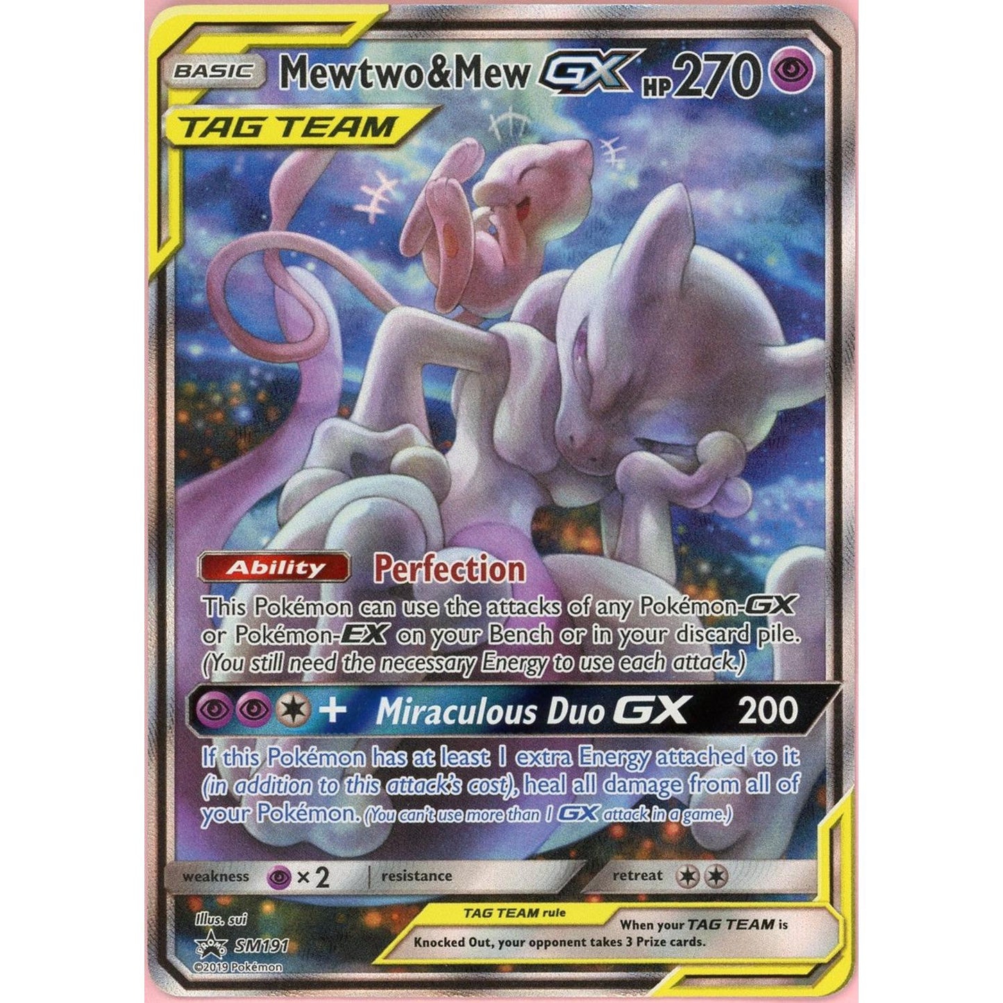 Pokemon Single: Mewtwo & Mew GX #SM191 Sun & Moon Promo (2019) Holo NM
