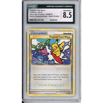 Pokemon Graded: Tropical Tidal Wave #HGSS18 Black Star Promo World Championships 2010 Semi-Finalist CGC 8.5
