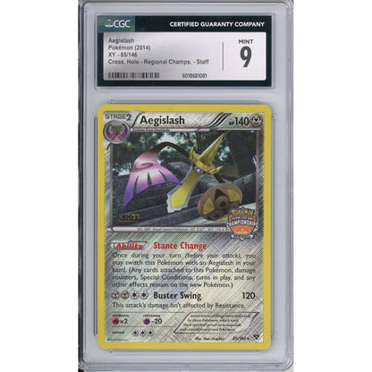 Pokemon Graded: Aegislash 85/146 XY Regional Championship STAFF Holo CGC 9