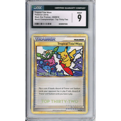 Pokemon Graded: Tropical Tidal Wave #HGSS18 Black Star Promo World Championships Top Thirty-Two CGC 9
