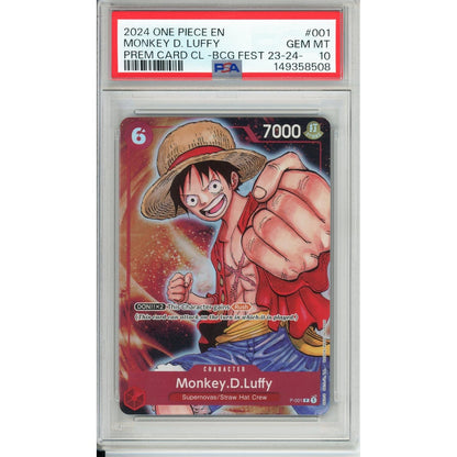 One Piece Graded: Monkey D. Luffy P-001 Premium Card Collection BCG Fest 23-24 PSA 10