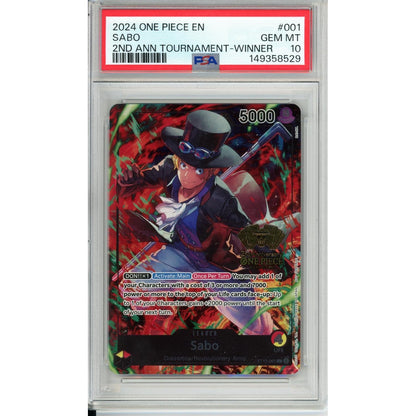 One Piece Graded: Sabo ST13-001 2nd Anniversary Tournament Winner PSA 10