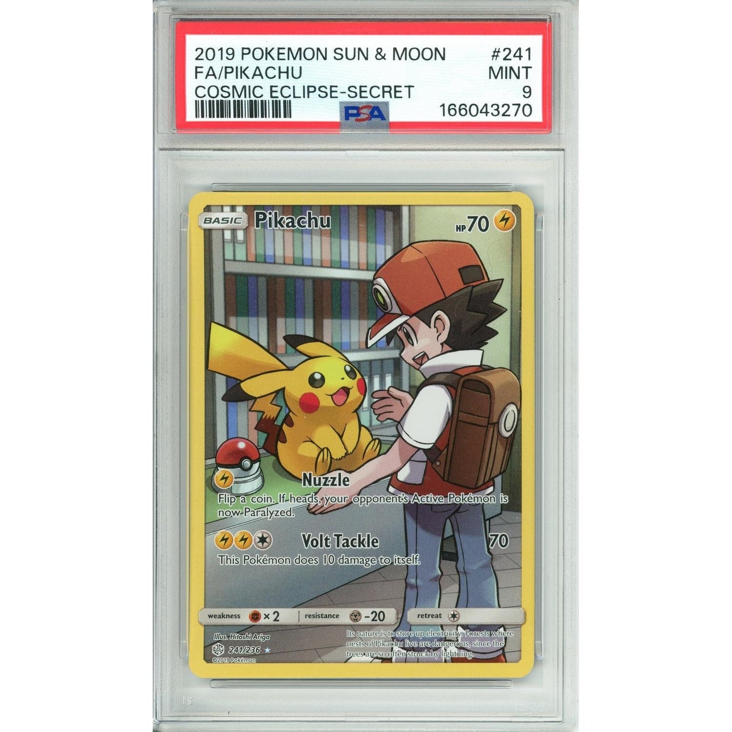Pokemon Graded: (Red's) Pikachu 241/236 Cosmic Eclipse (2019) Secret Rare PSA 9