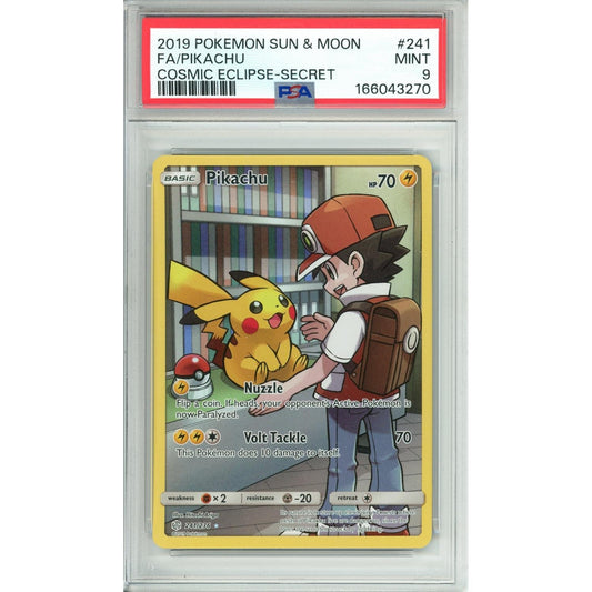 Pokemon Graded: (Red's) Pikachu 241/236 Cosmic Eclipse (2019) Secret Rare PSA 9