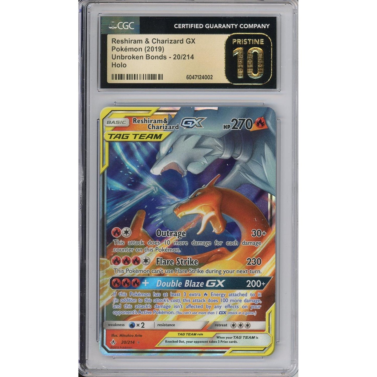 Pokemon Graded: Reshiram & Charizard GX GCG Pristine 10