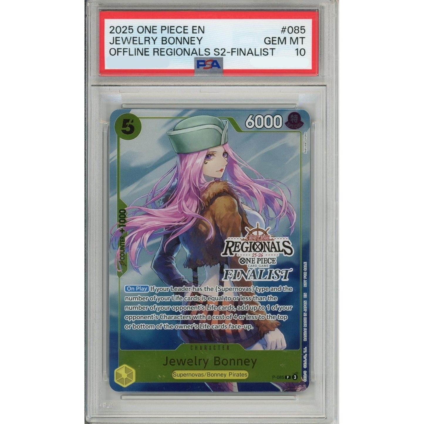 One Piece Graded: Jewelry Bonney P-085 Offline Regionals Finalist PSA 10