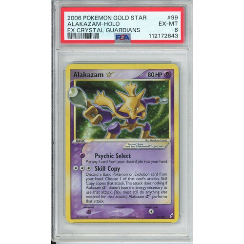 Pokemon Graded: Alakazam Gold Star 99/100 Ex Crystal Gaurdians (2006) Holo PSA 6