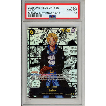 One Piece Graded: Sabo Manga Alt Art OP13-120 Carrying on His Will PSA 10