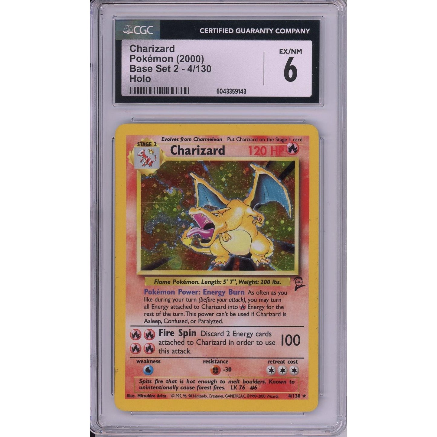 Pokemon Graded: Charizard 4/130 Base Set 2 (2000) Holo CGC 6