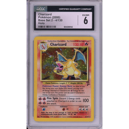 Pokemon Graded: Charizard 4/130 Base Set 2 (2000) Holo CGC 6