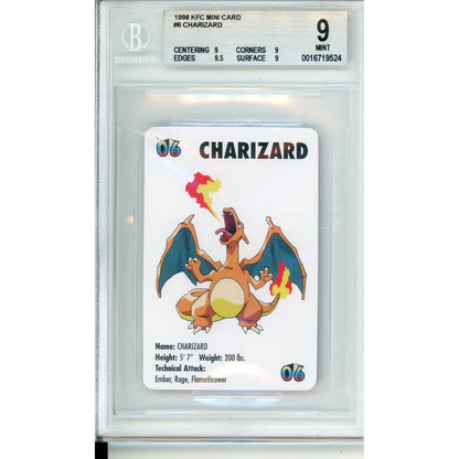 Pokemon Graded: 1998 KFC Mini Card Charizard #6 Beckett 9 MINT
