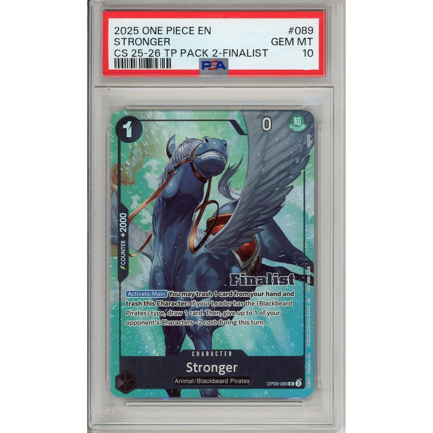 One Piece Graded: Stronger OP09-089 Championship 25-26 Finalist PSA 10
