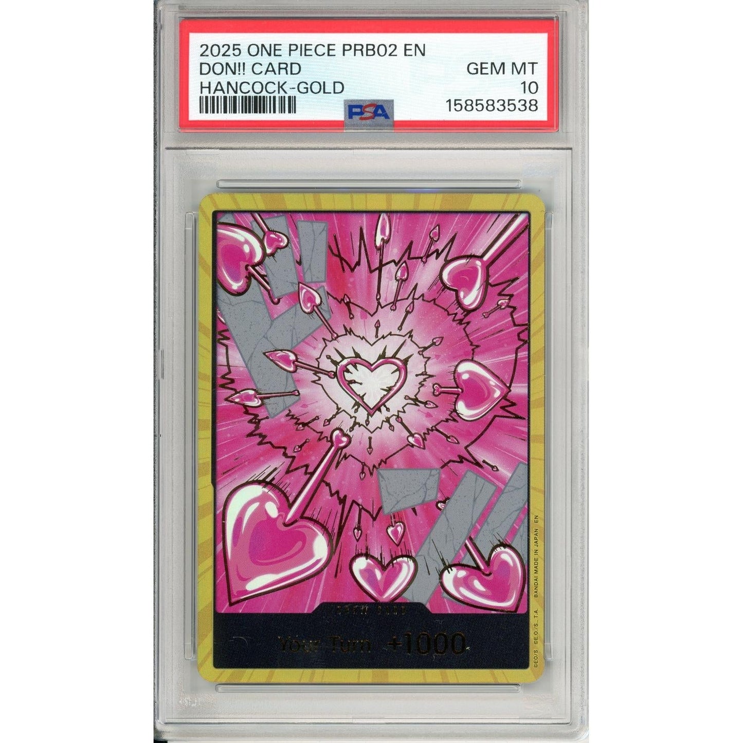 One Piece Graded: Don!! Card Hancock Gold The Best Vol.2 PSA 10