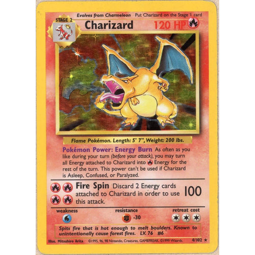 Pokemon Single: Charizard 4/102 Base Set (1999) Holo MP