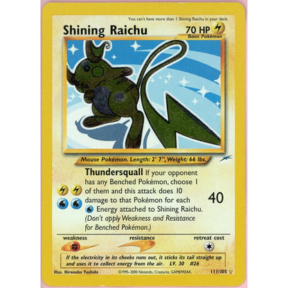 Pokemon Graded: Shining Raichu 111/105 Neo Destiny (2000) Holo LP