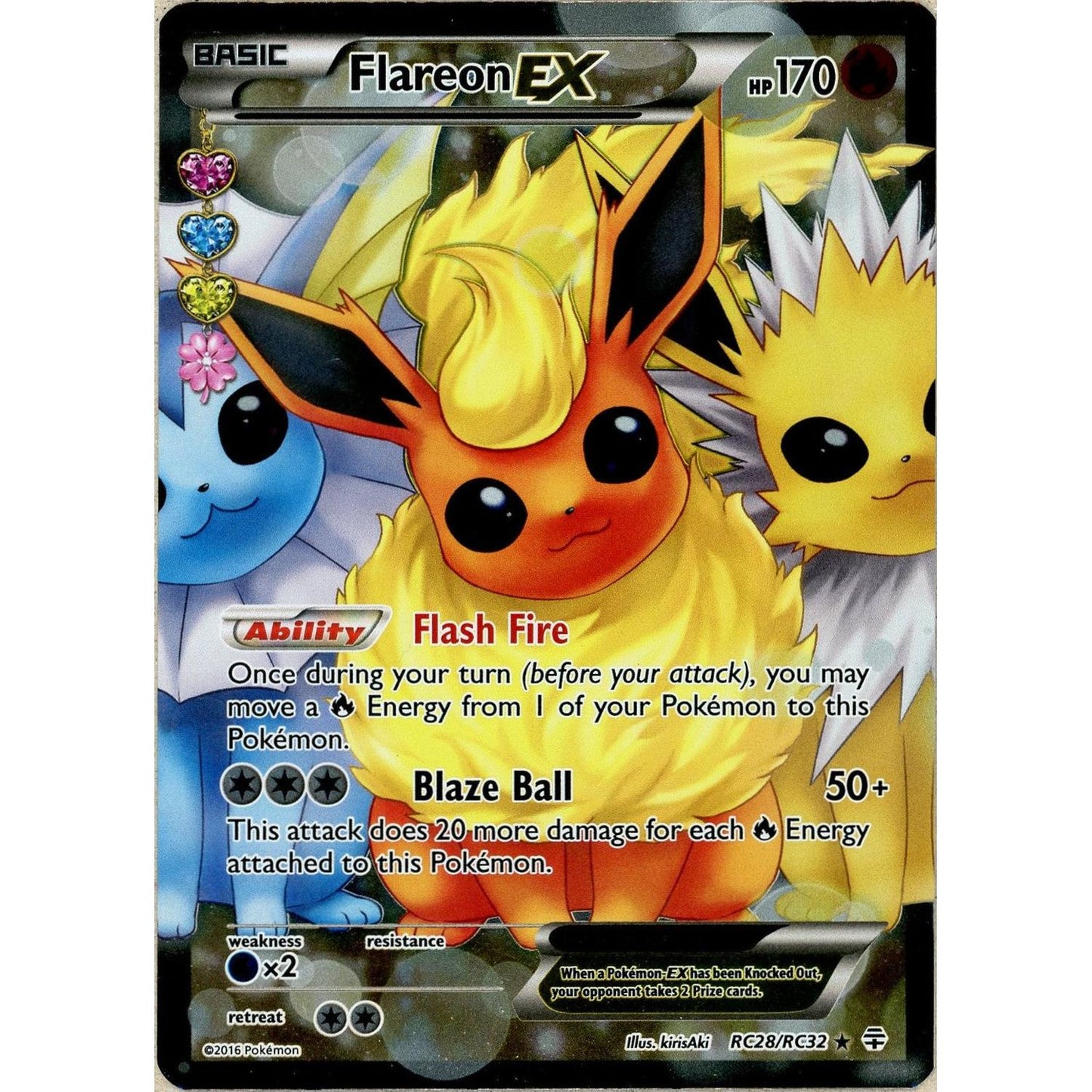 Pokemon Single: Flareon ex RC28/RC32 Generations Radiant Collection (2016) Holo NM