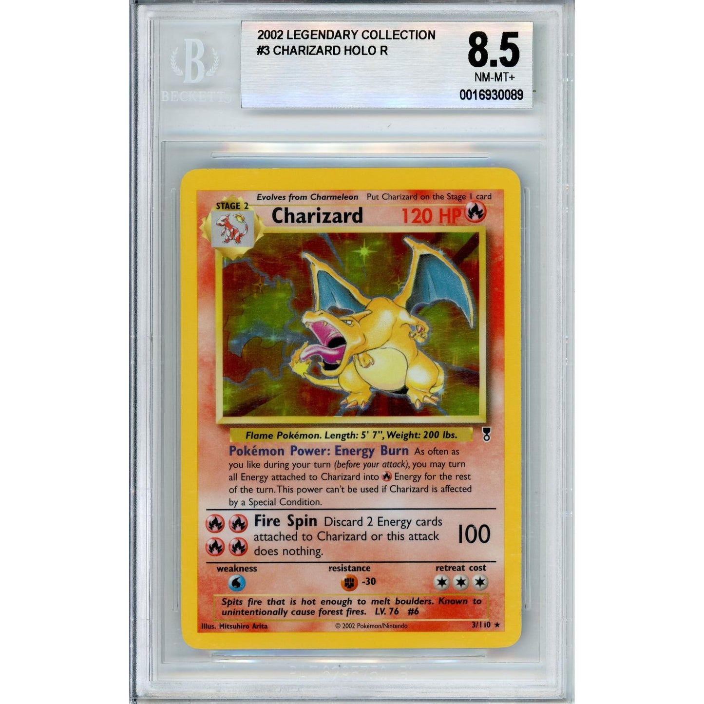 Pokemon Graded: Charizard 3/110 Legendary Collection (2002) Holo Beckett 8.5