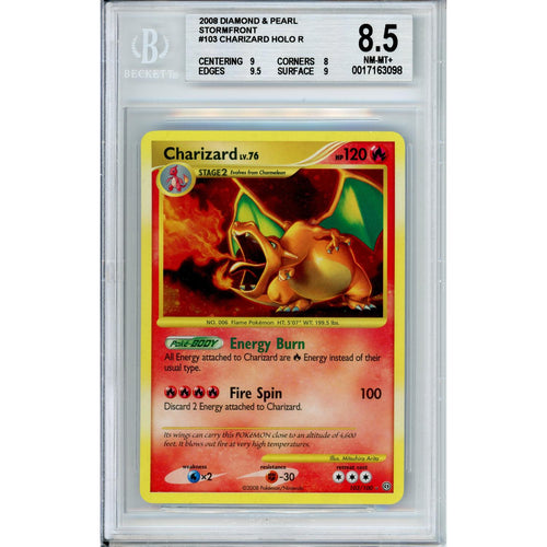 Pokemon Graded: Charizard 103/100 Stormfront (2008) Holo Beckett 8.5
