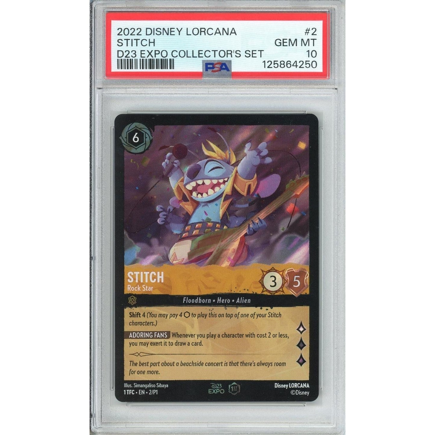 Disney Lorcana Graded: Stitch Rock Star #2 D23 Expo Collector's Set (2022) Holo PSA 10