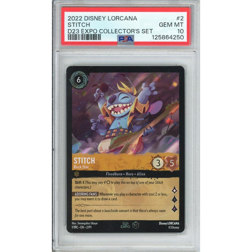 Disney Lorcana Graded: Stitch Rock Star #2 D23 Expo Collector's Set (2022) Holo PSA 10