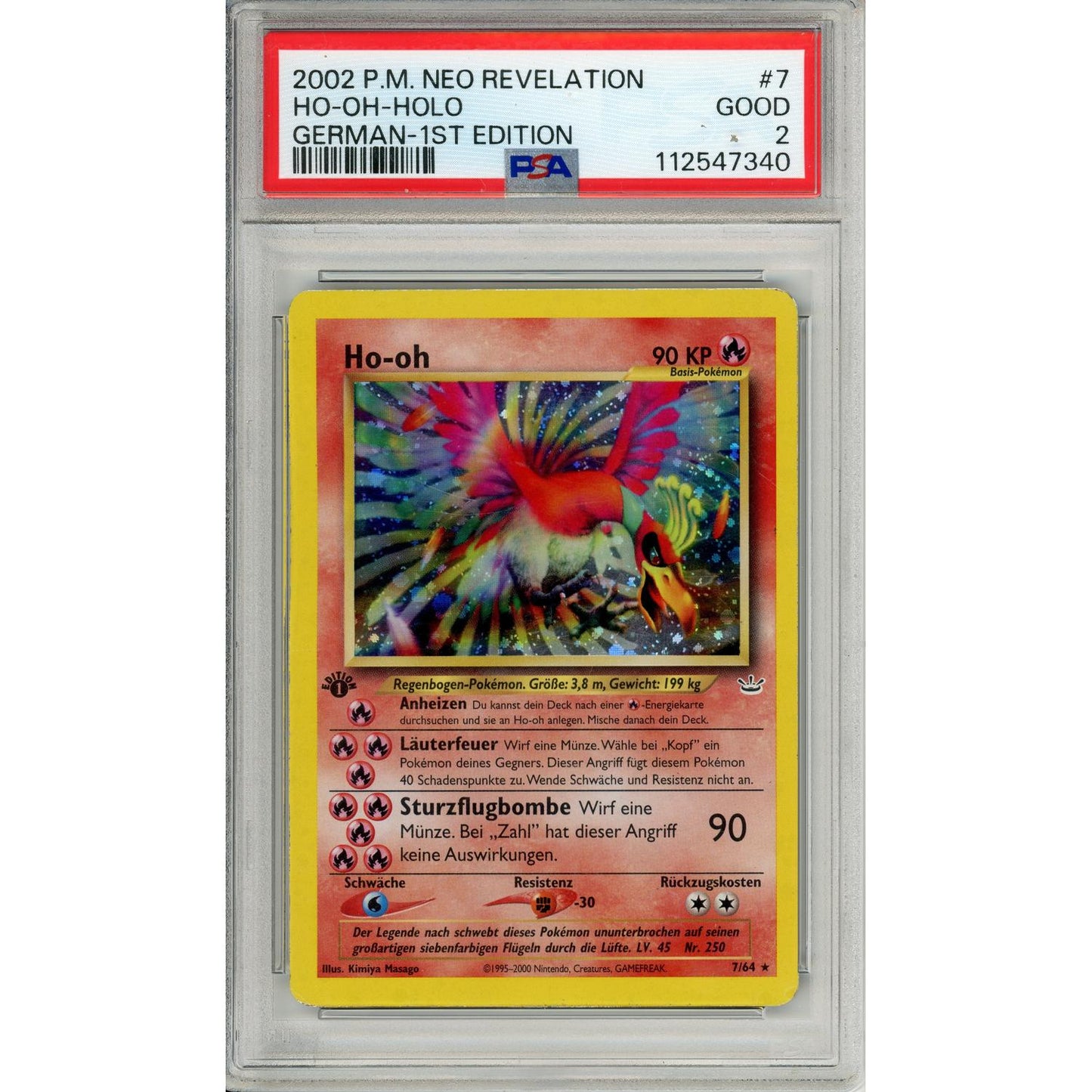 Pokemon Graded: German Ho-Oh 1st Edition 7/64 Neo Revelation (2002) Holo PSA 2