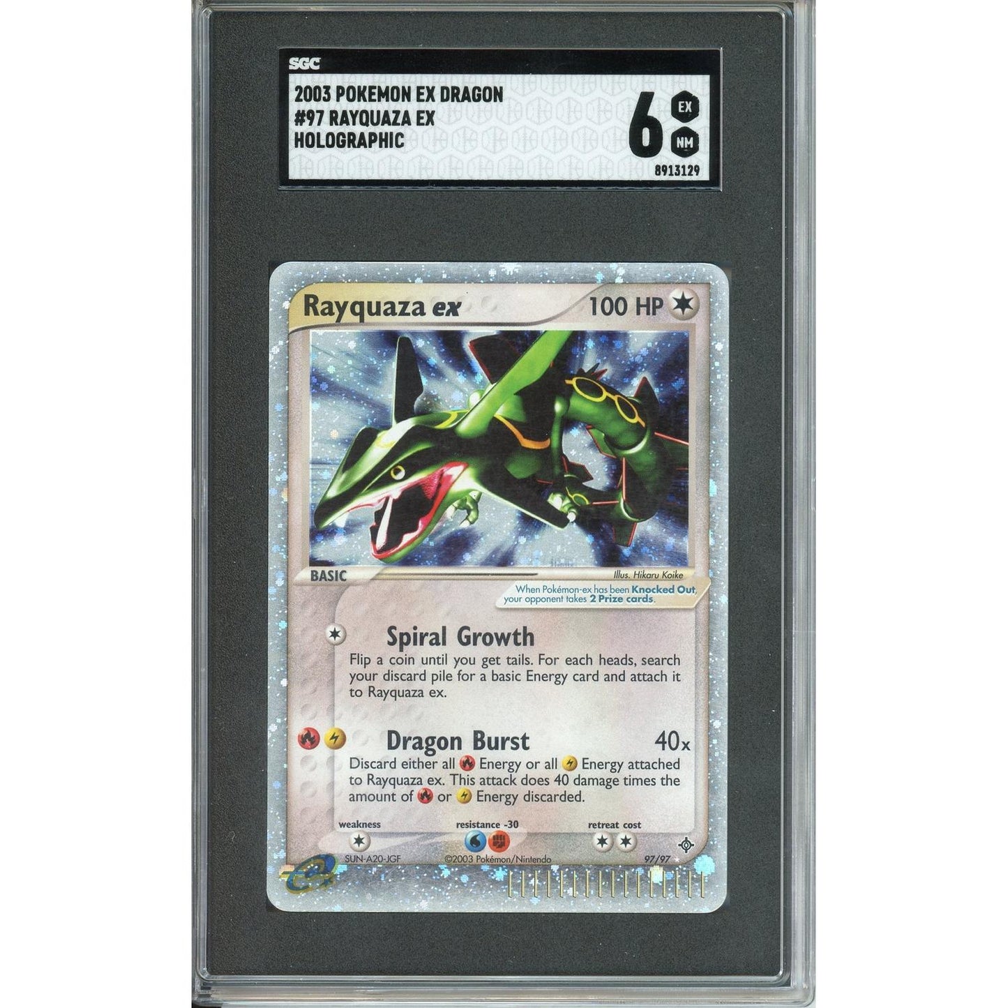 Pokemon Graded: Rayquaza ex 97/97 EX Dragon (2003) Holo SGC 6