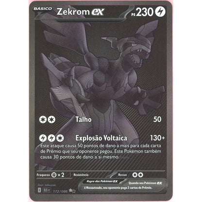 Pokemon Single: Portuguese Zekrom ex 172/86 Black Bolt (2025) Black Monochrome NM