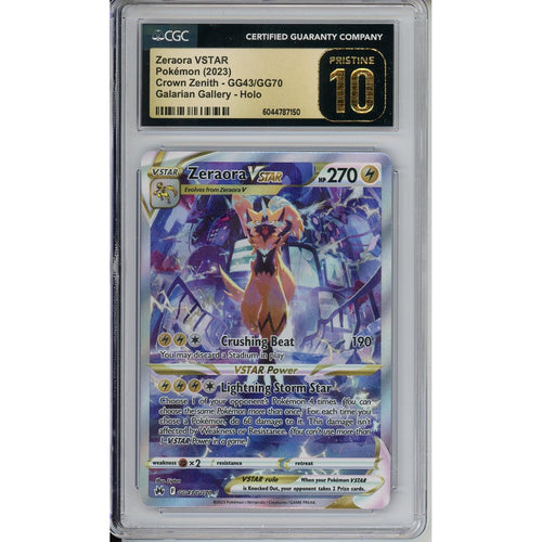 Pokemon Graded: Zeraora VSTAR GG43/GG70 Crown Zenith (2023) Holo CGC Pristine 10