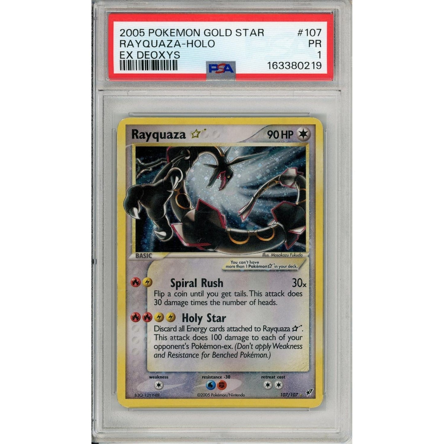 Pokemon Graded: Rayquaza Gold Star 107/107 EX Deoxys (2005) PSA 1