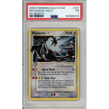 Pokemon Graded: Rayquaza Gold Star 107/107 EX Deoxys (2005) PSA 1